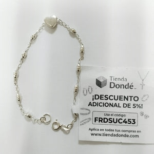 PULSERA TEJIDO CORAZON PLATA .925 18 CM 3.4 GR (NUEVO)