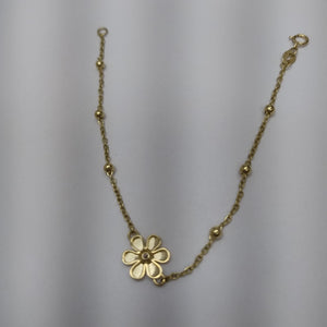 PULSERA TEJIDO ESPECIAL FLOR CON CIRCONIA 14K 18 CM 2.5 GR (NUEVO)
