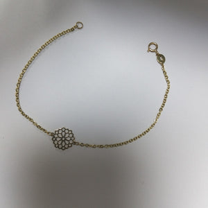 PULSERA TEJIDO ESPECIAL CON MANDALA 14K 18 CM 1.4 GR (NUEVO)