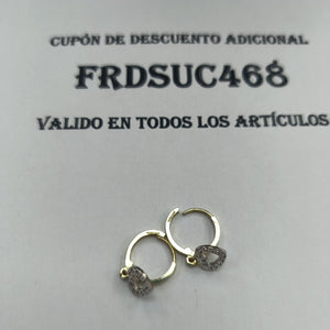 ARETES HUGGIES CON DIJE CORAZON Y CIRCONIAS 14K 2 GR (NUEVO)