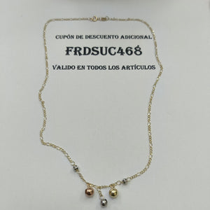 CADENA GARGANTILLA 3X1 CON ESFERAS COMBINADAS 14K 45 CM 3.1 GR (NUEVO)
