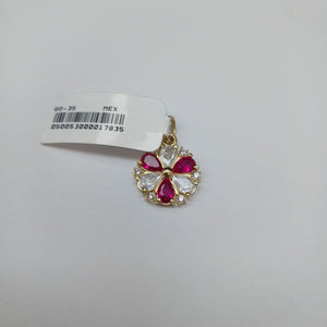 DIJE FLOR CIRCONIAS Y PIEDRAS DE COLOR 14K 2.8 GR (NUEVO)