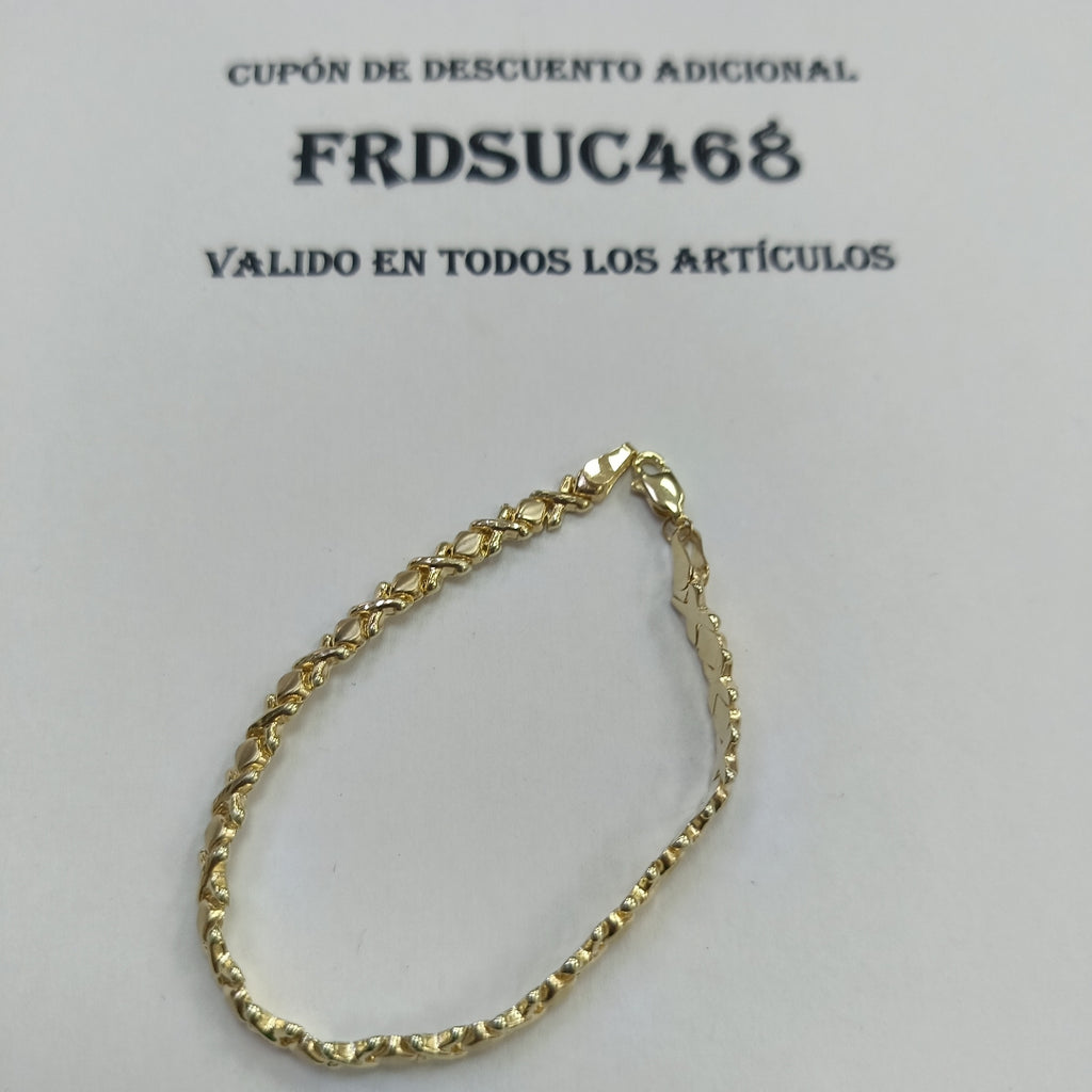 PULSERA ESPECIAL XOXO 14K 18 CM 6.1 GR (NUEVO)