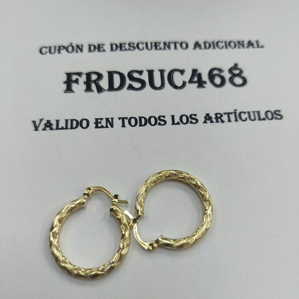 ARETES TEJIDO ARRACADA LABRADA 14K 2.7 GR (NUEVO)