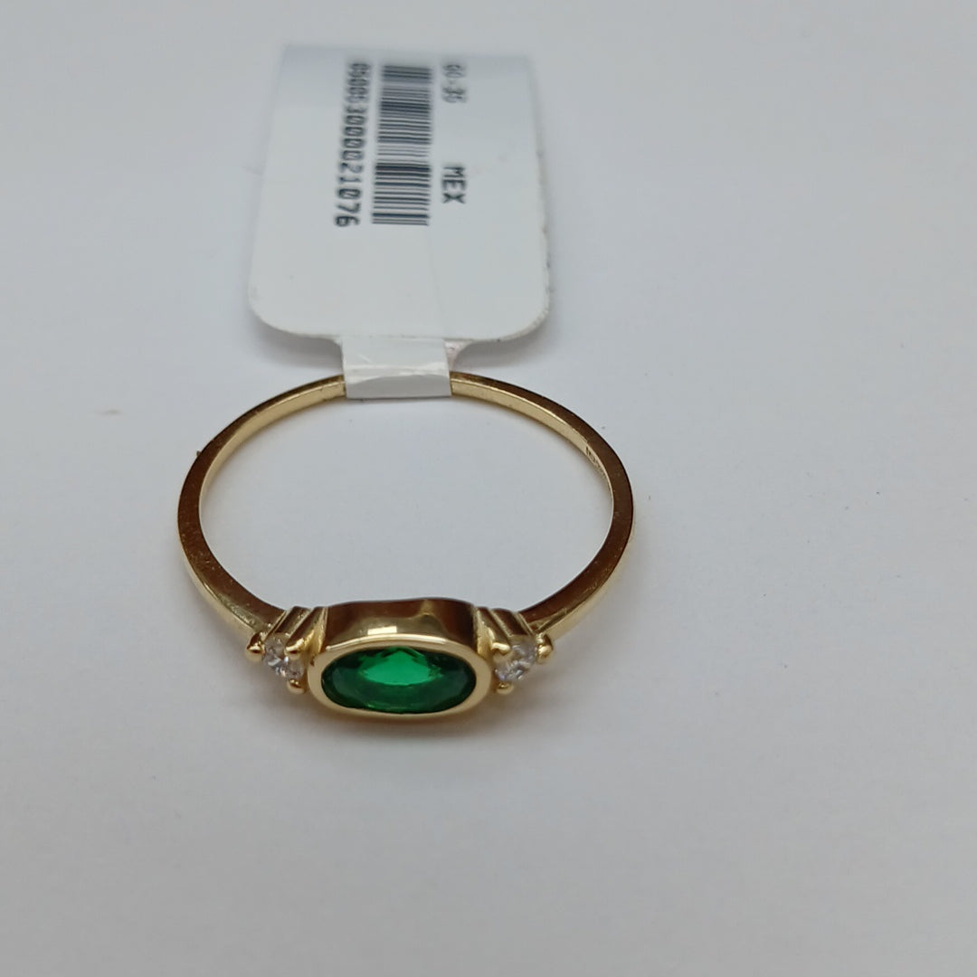 ANILLOS TEJIDO ANILLITO C CIRCONIAS Y PIEDRA VERDE 14K 8 1.2 GR (NUEVO)
