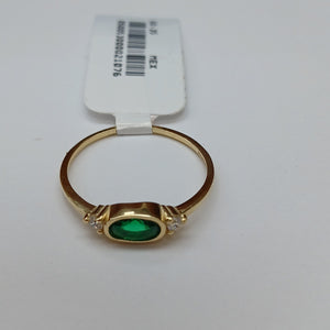 ANILLOS TEJIDO ANILLITO C CIRCONIAS Y PIEDRA VERDE 14K 8 1.2 GR (NUEVO)