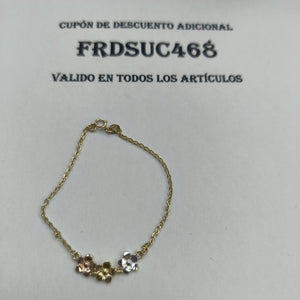 PULSERA TEJIDO ESPECIAL FIG FLORES 14K 18 CM 2.1 GR (NUEVO)