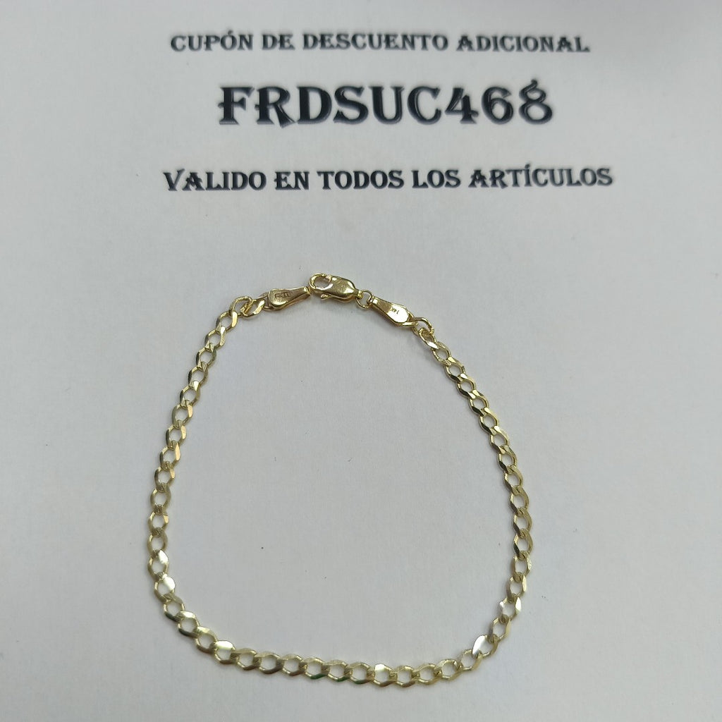 PULSERA TEJIDO BARBADA 14K 21 CM 3.8 GR (NUEVO)