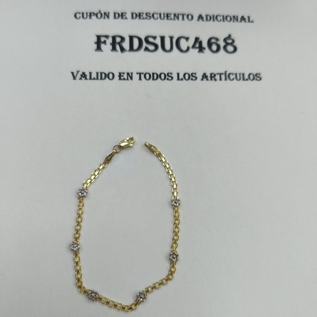 PULSERA ESPECIAL C FLORES 14K 18 CM 2.9 GR (NUEVO)