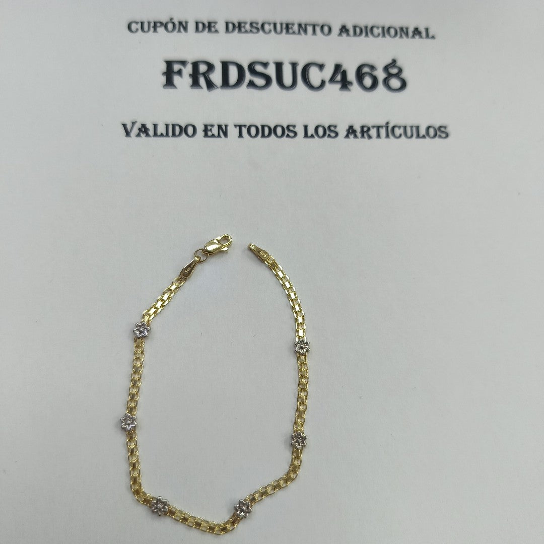 PULSERA ESPECIAL C FLORES 14K 18 CM 2.9 GR (NUEVO)