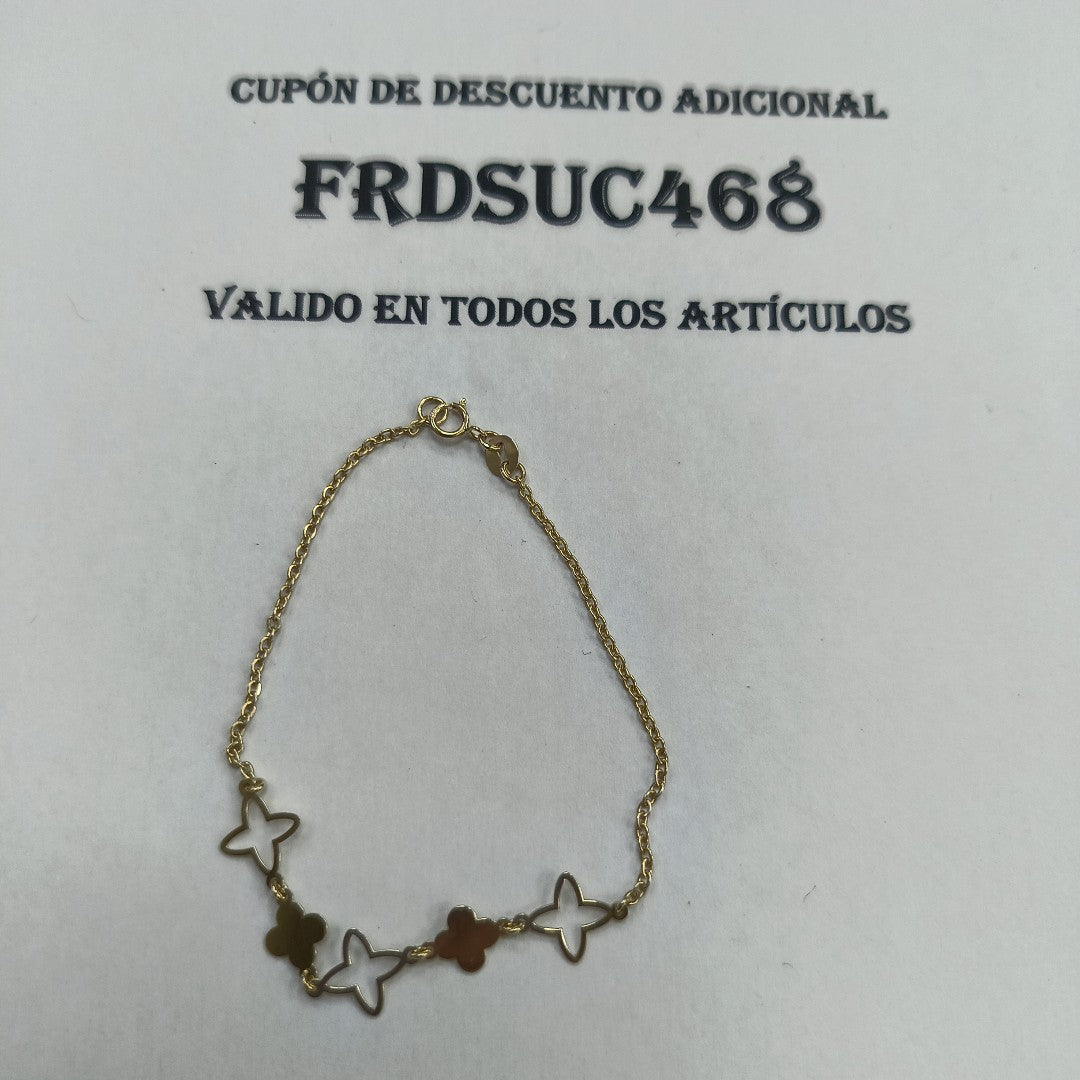 PULSERA TEJIDO ESP CON TREBOL 14K 18 CM 1.6 GR (NUEVO)