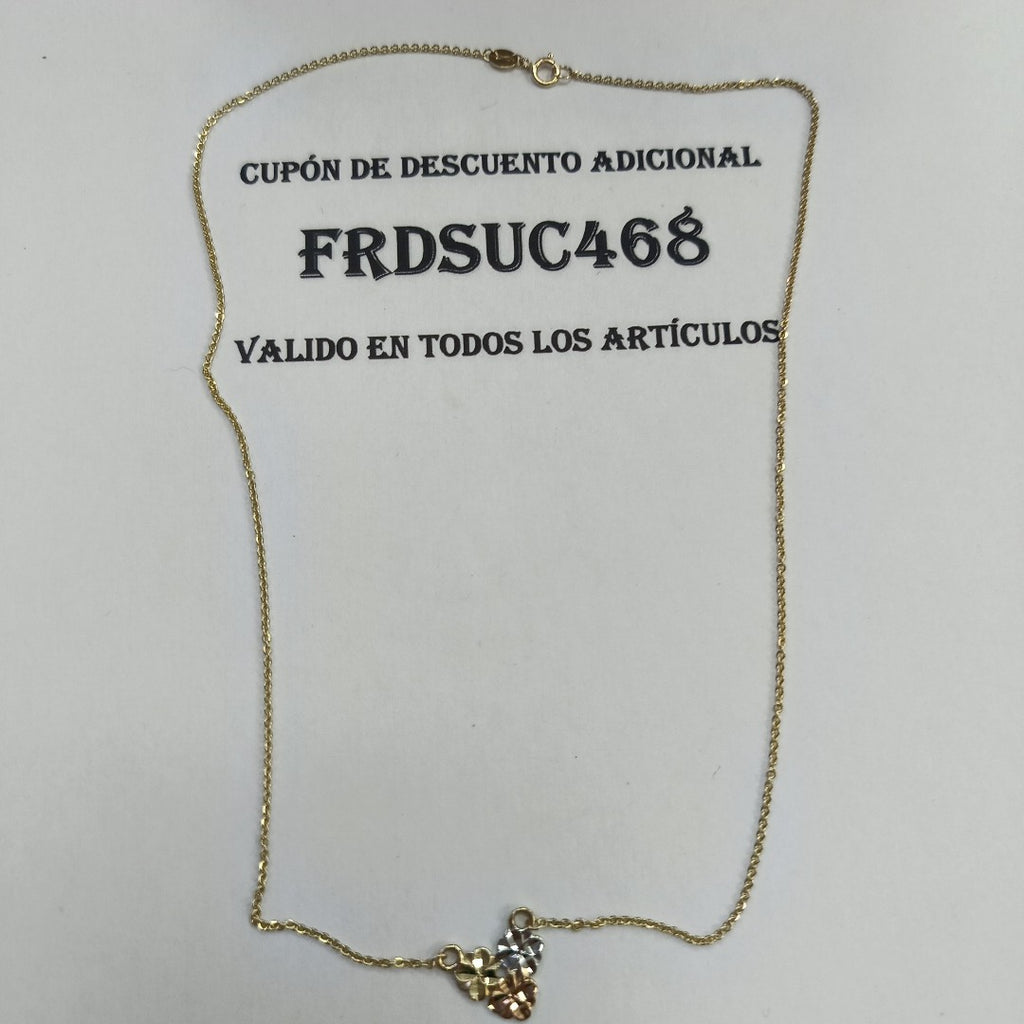 CADENA TEJIDO GARGANTILLA ESPECIAL C FLORES 14K 45 CM 2.9 GR (NUEVO)