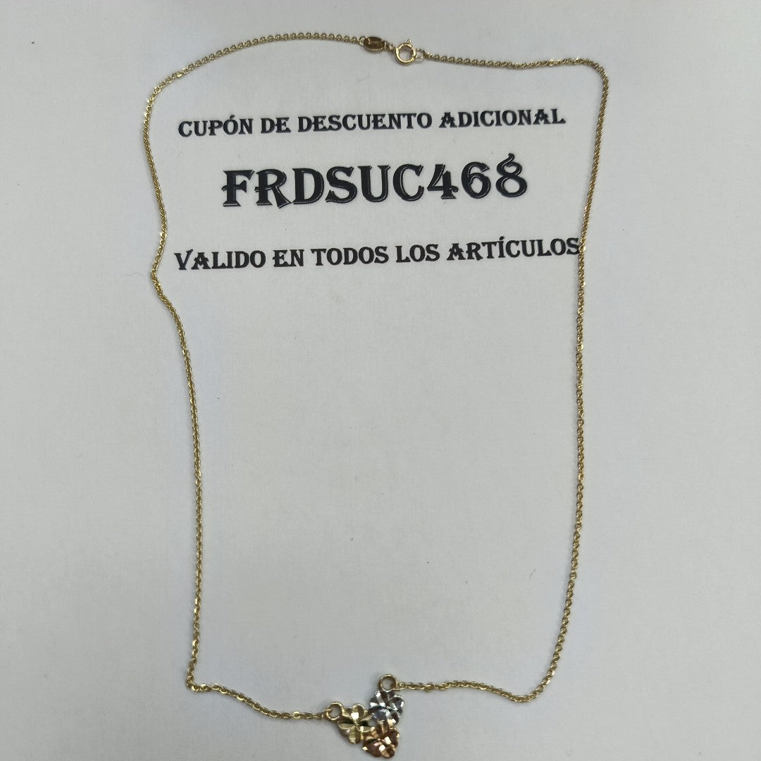 CADENA TEJIDO GARGANTILLA ESPECIAL C FLORES 14K 45 CM 2.9 GR (NUEVO)