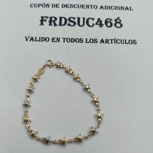 PULSERA TEJIDO ESPECIAL ESTRELLAS COMBINADAS 14K 18 CM 2.3 GR (NUEVO)