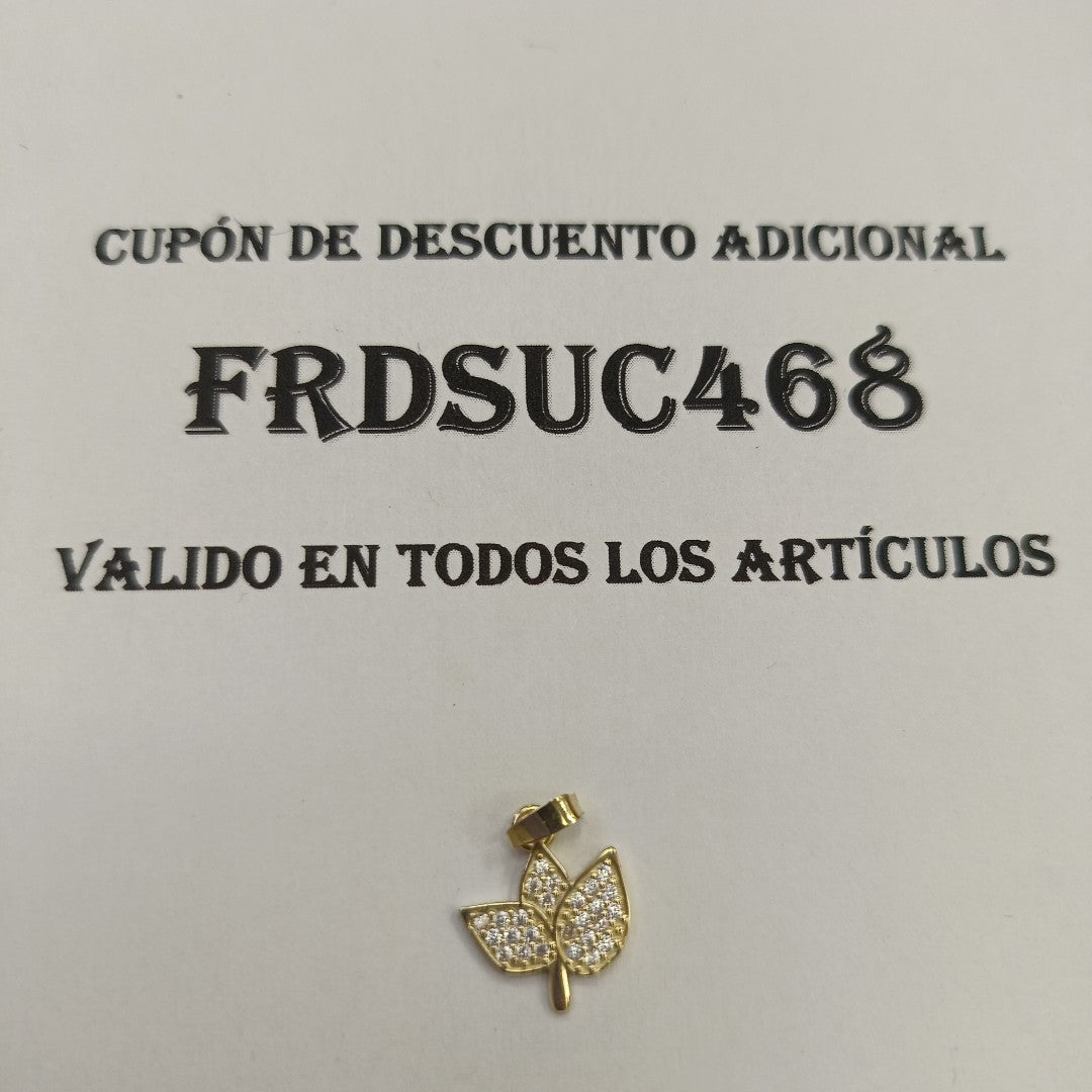 DIJE TEJIDO HOJAS CON CIRCONIAS 14K 1 GR (NUEVO)