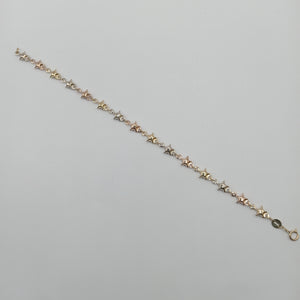 PULSERA TEJIDO ESPECIAL ESTRELLAS COMBINADAS 14K 18 CM 2.3 GR (NUEVO)