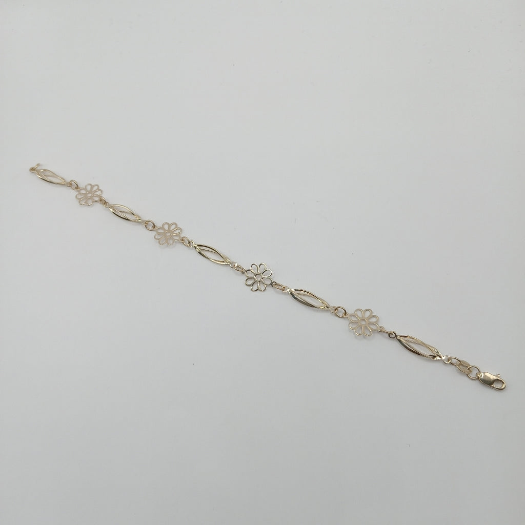 PULSERA ESPECIAL CON FLORES 14K 18 CM 2.7 GR (NUEVO)