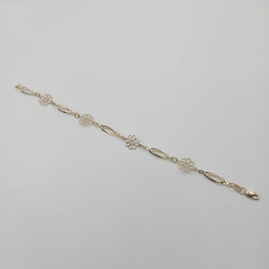 PULSERA ESPECIAL CON FLORES 14K 18 CM 2.7 GR (NUEVO)