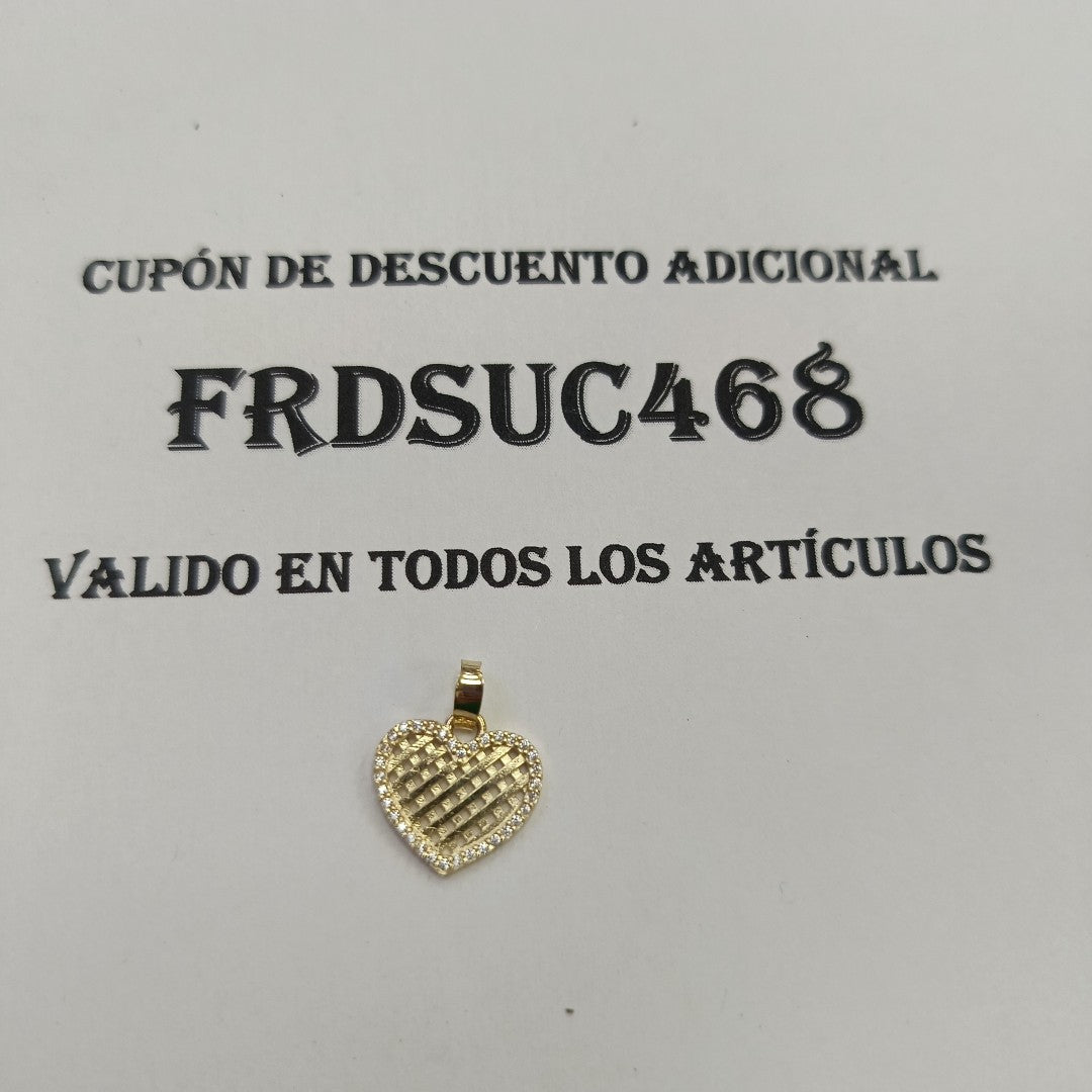 DIJE TEJIDO CORAZON CON CERCO DE CIRCONIAS 14K 1.2 GR (NUEVO)
