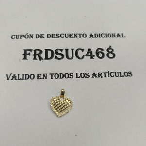 DIJE TEJIDO CORAZON CON CERCO DE CIRCONIAS 14K 1.2 GR (NUEVO)