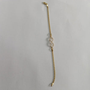 PULSERA TEJIDO ESPECIAL CON INFINITO Y CIRCONIAS 14K 18 CM 3.4 GR (NUEVO)