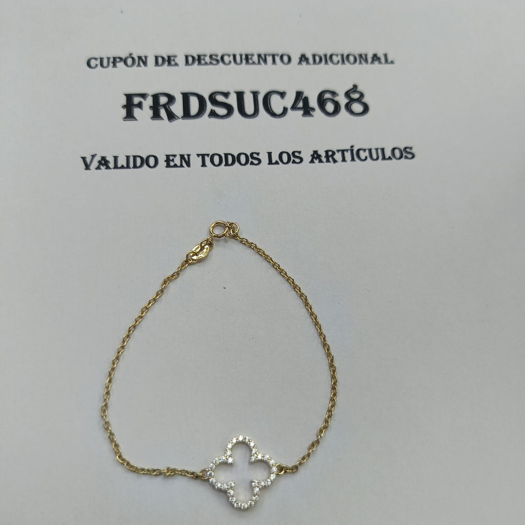 PULSERA TEJIDO ESPECIAL C CIRCONIAS 14K 18 CM 1.8 GR (NUEVO)