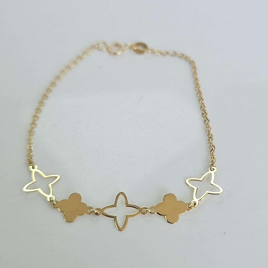 PULSERA TEJIDO ESP CON TREBOL 14K 18 CM 1.6 GR (NUEVO)