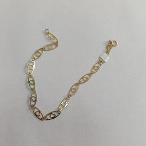 PULSERA TEJIDO ESPECIAL CON CORAZON 14K 18 CM 1.3 GR (NUEVO)