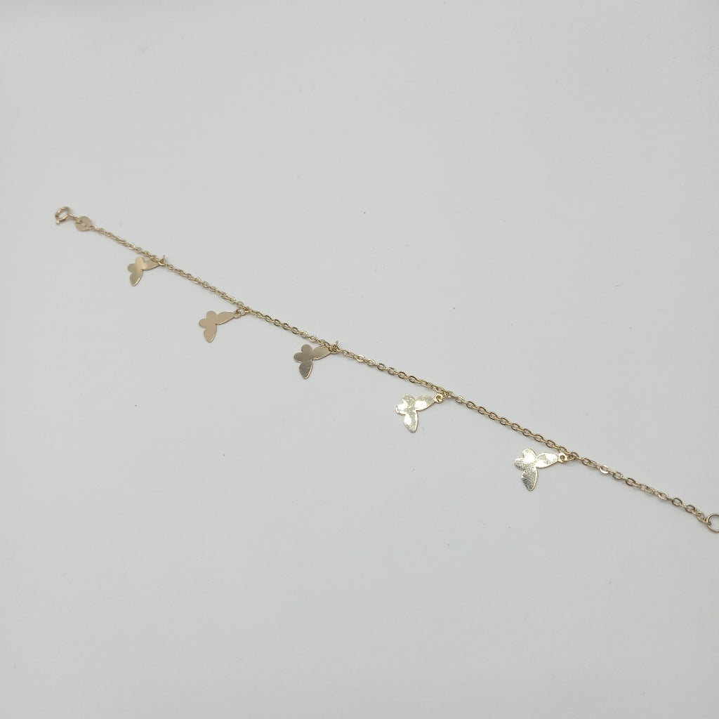 PULSERA ESPECIAL CON MARIPOSAS 14K 18 CM 2.1 GR (NUEVO)