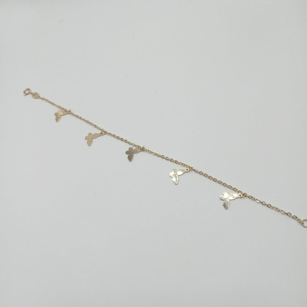 PULSERA ESPECIAL CON MARIPOSAS 14K 18 CM 2.1 GR (NUEVO)