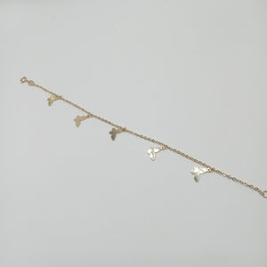 PULSERA ESPECIAL CON MARIPOSAS 14K 18 CM 2.1 GR (NUEVO)