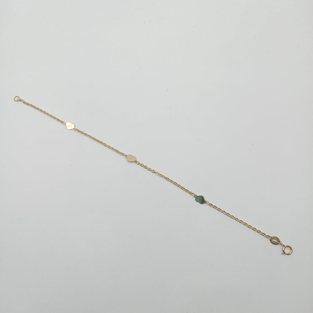 PULSERA TEJIDO ESPECIAL FIG CORAZONES 14K 18 CM 1.3 GR (NUEVO)