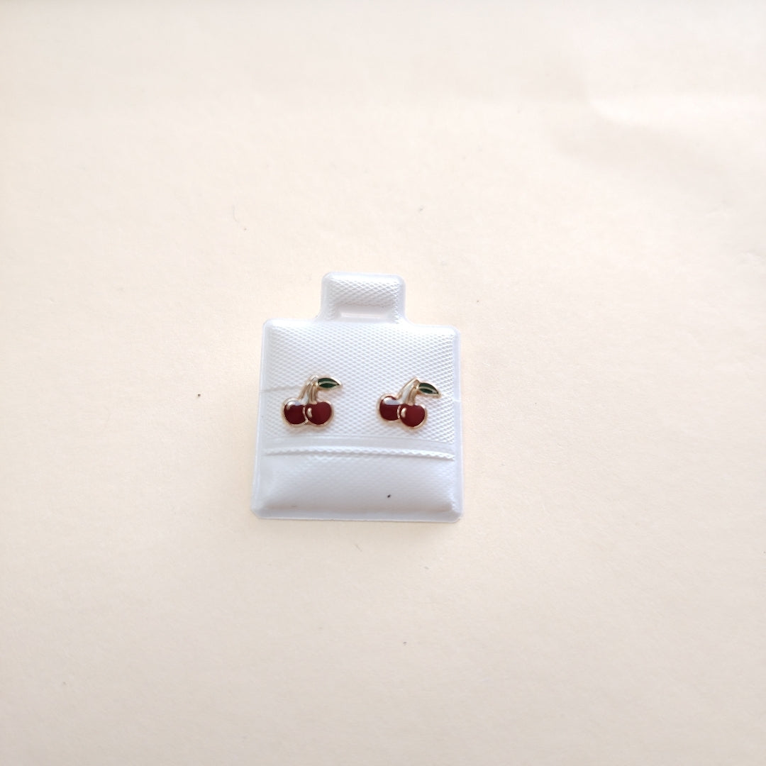 BROQUELES BROQUE FIG CEREZA C ESMALTE 14K 0.2203 GR (NUEVO)