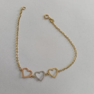 PULSERA ESPECIAL CON CORAZONES 14K 18 CM 1.3 GR (NUEVO)