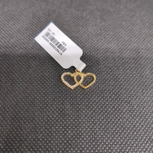 DIJE TEJIDO DOS CORAZONES CON CIRCONIAS 14K 1.4 GR (NUEVO)
