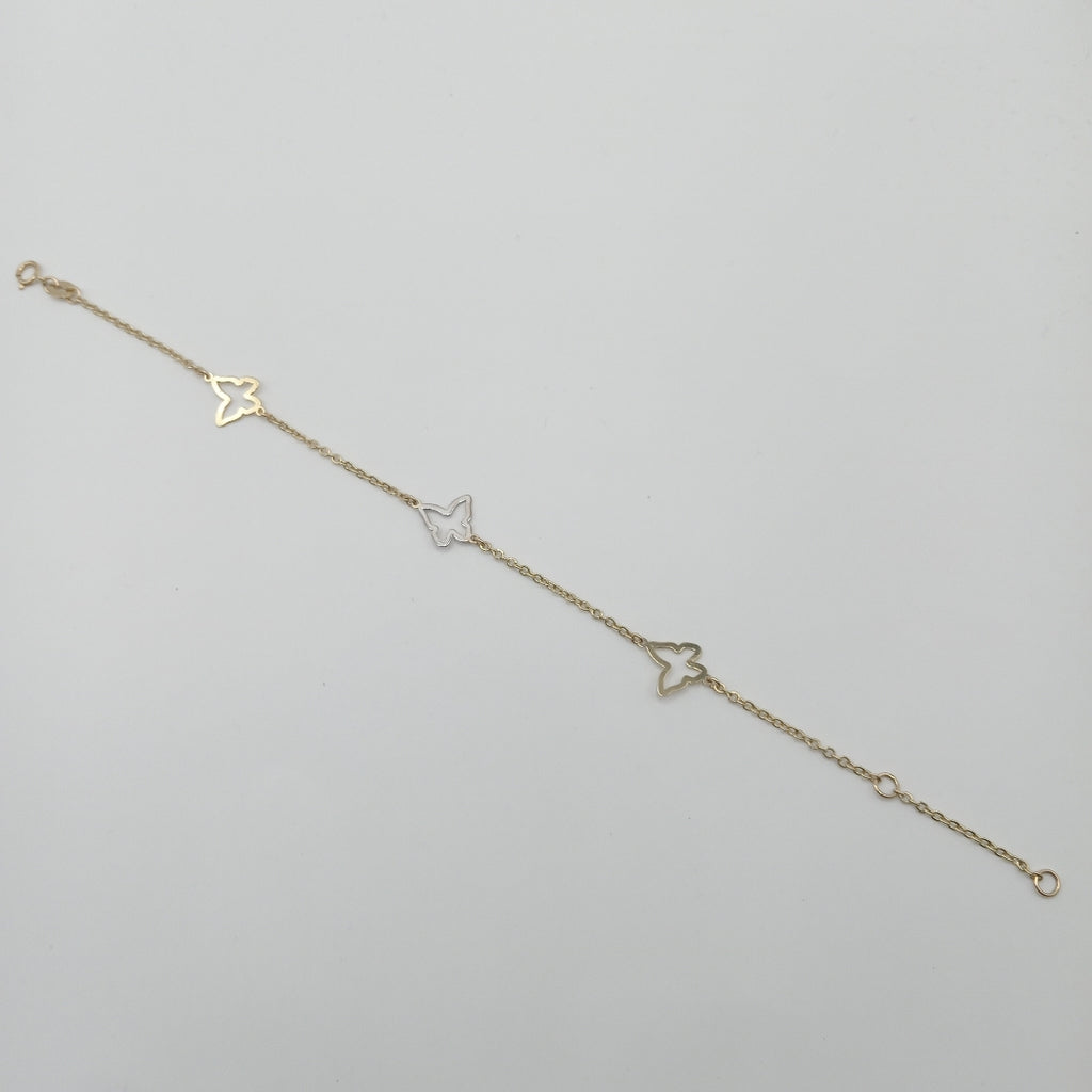 PULSERA ESPECIAL C MARIPOSAS 14K 18 CM 1.7 GR (NUEVO)