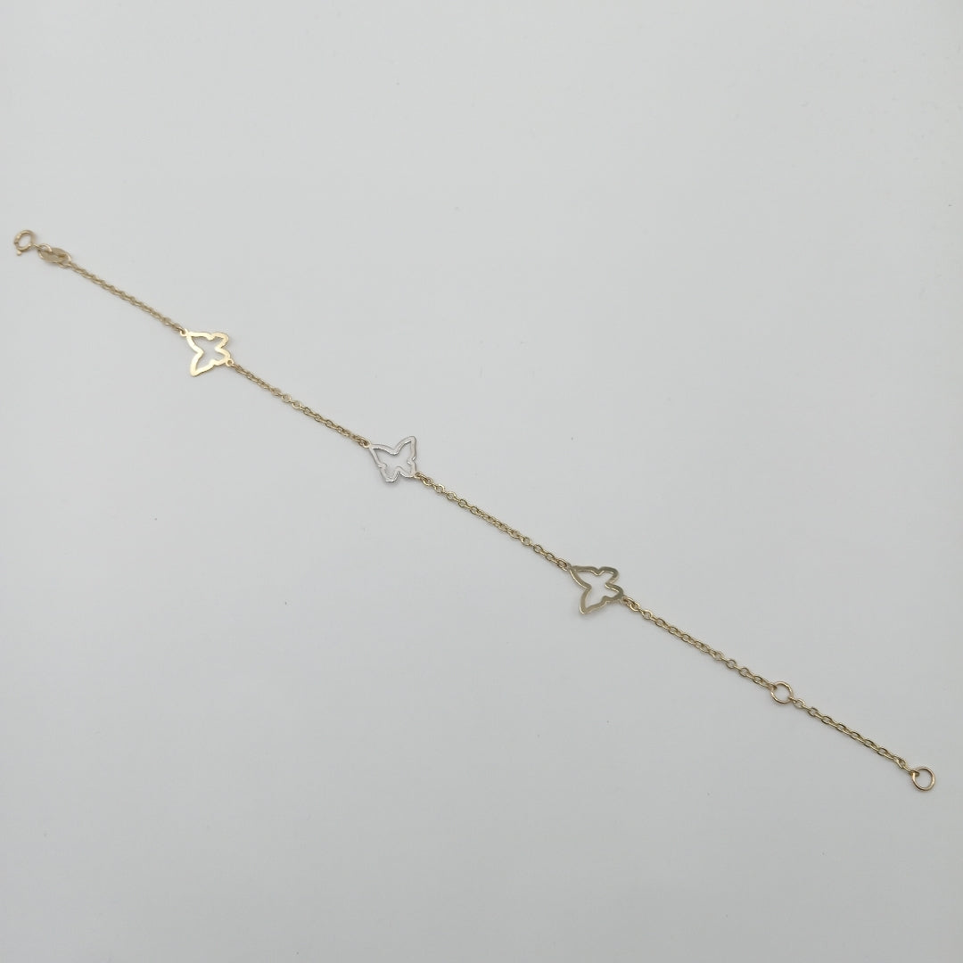 PULSERA ESPECIAL C MARIPOSAS 14K 18 CM 1.7 GR (NUEVO)
