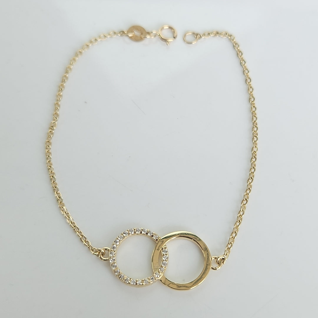 PULSERA TEJIDO ESPECIAL FIG AROS UNIDOS C CIRCS 14K 18 CM 2.1 GR (NUEVO)