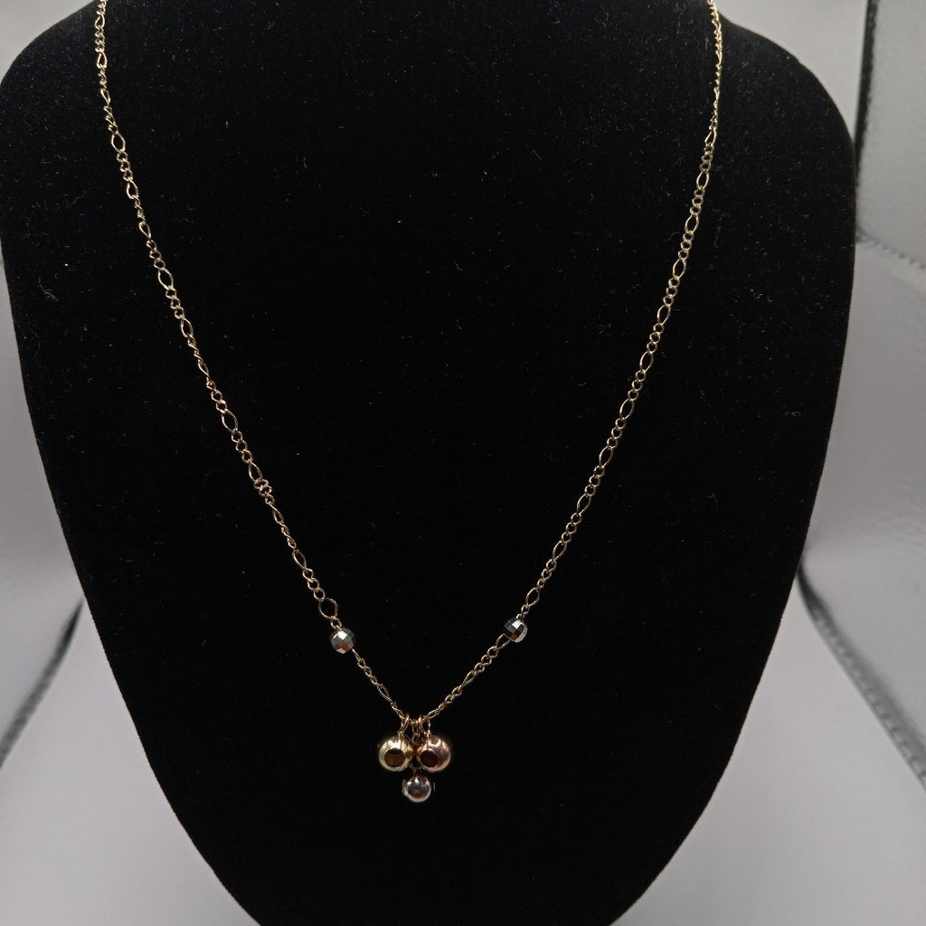 CADENA GARGANTILLA 3X1 CON ESFERAS COMBINADAS 14K 45 CM 3.1 GR (NUEVO)