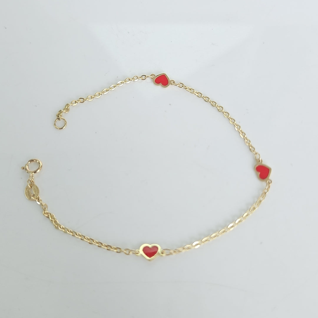 PULSERA ESPECIAL CON CORAZONES 14K 18 CM 1.4 GR (NUEVO)