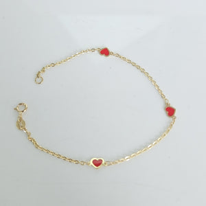 PULSERA ESPECIAL CON CORAZONES 14K 18 CM 1.4 GR (NUEVO)