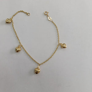 PULSERA ESP CON FIG CORAZONES 14K 18 CM 1.8 GR (NUEVO)