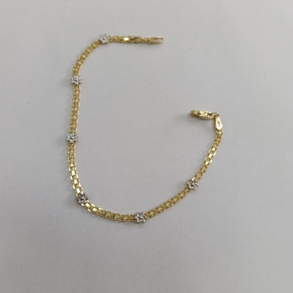 PULSERA ESPECIAL C FLORES 14K 18 CM 2.9 GR (NUEVO)