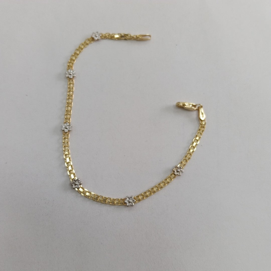 PULSERA ESPECIAL C FLORES 14K 18 CM 2.9 GR (NUEVO)