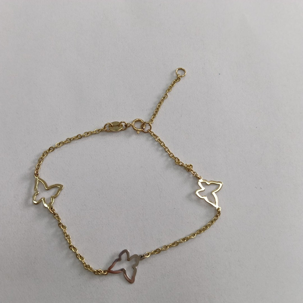 PULSERA ESPECIAL C MARIPOSAS 14K 18 CM 1.7 GR (NUEVO)