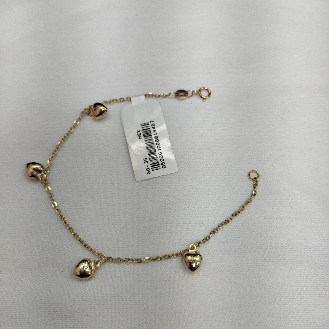 PULSERA ESP CON FIG CORAZONES 14K 18 CM 1.8 GR (NUEVO)