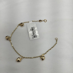 PULSERA ESP CON FIG CORAZONES 14K 18 CM 1.8 GR (NUEVO)