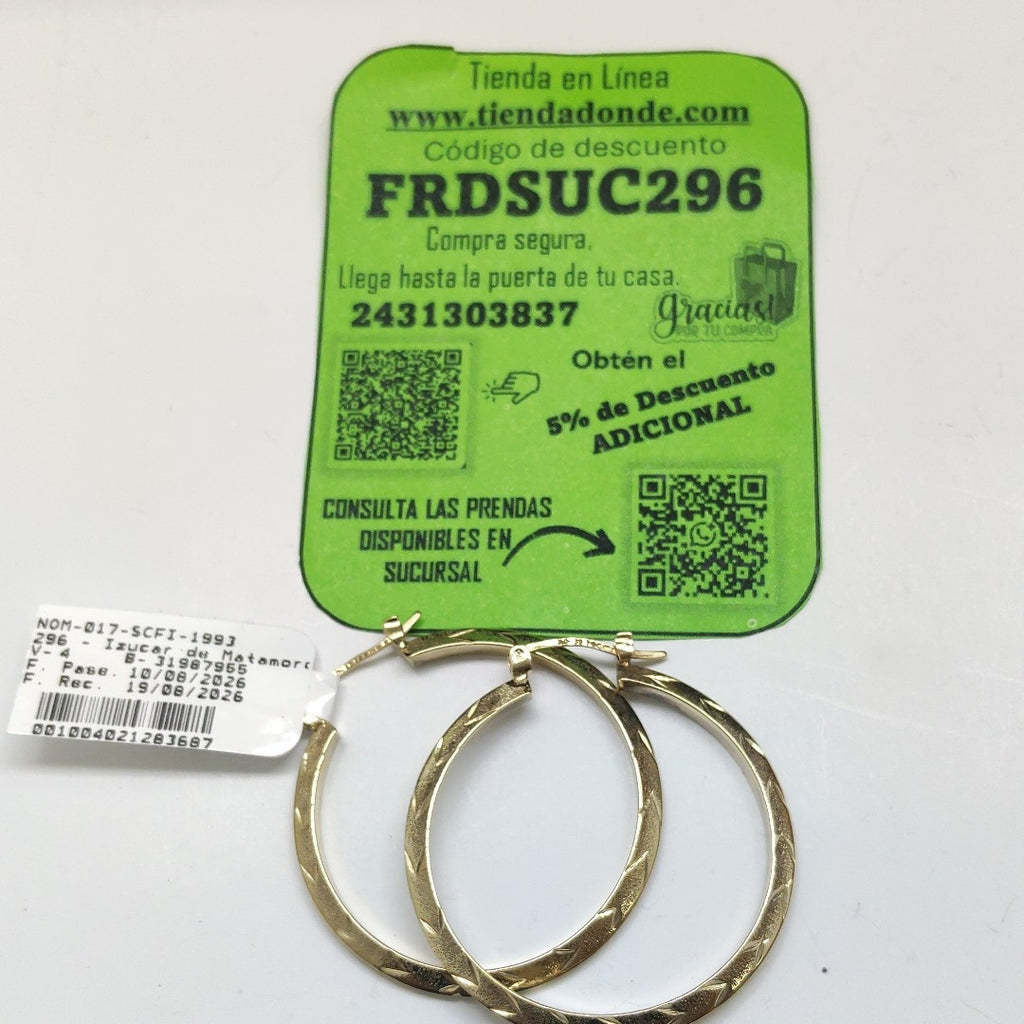 ARRACADAS PAR ORO 14 K 4.7 GRMS (SEMINUEVO)