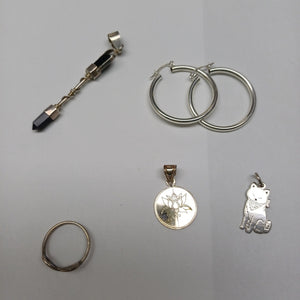 ANILLITO,ARRACADAS PAR,DIJE PLATA 11,00 GRMS (SEMINUEVO)