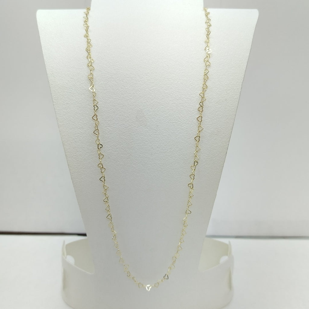 CADENAS TEJIDO CORAZONES ORO 10K 55 CM 2.7 GR (NUEVO)